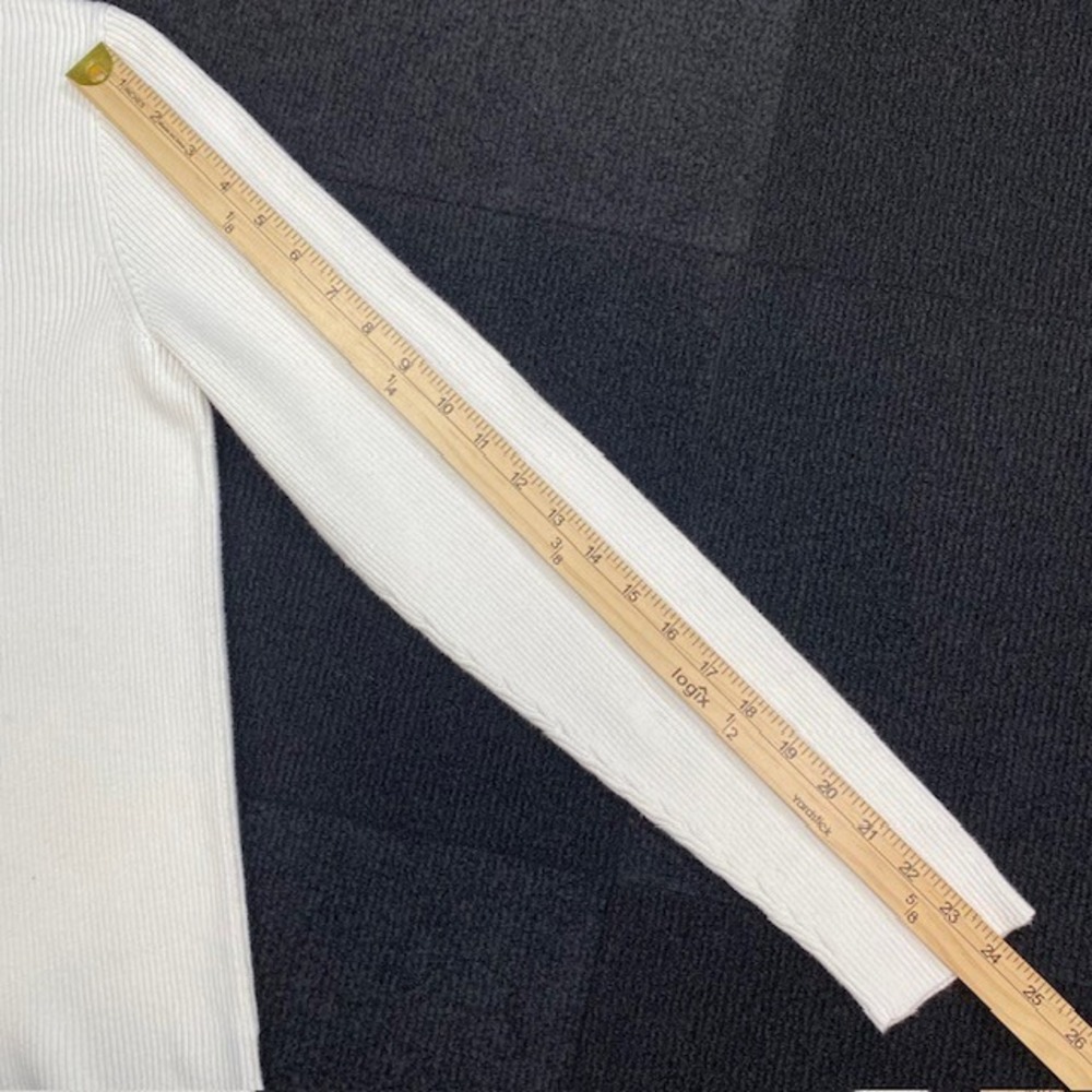 Lauren Ralph Lauren White Ribbed Cotton Turtleneck Sweater Logo XL - Picture 8 of 9